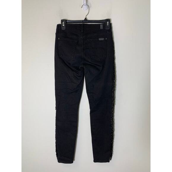 7 For All Mankind Black Stretch Skinny Ankle Jeans Sz 26 - Picture 2 of 2